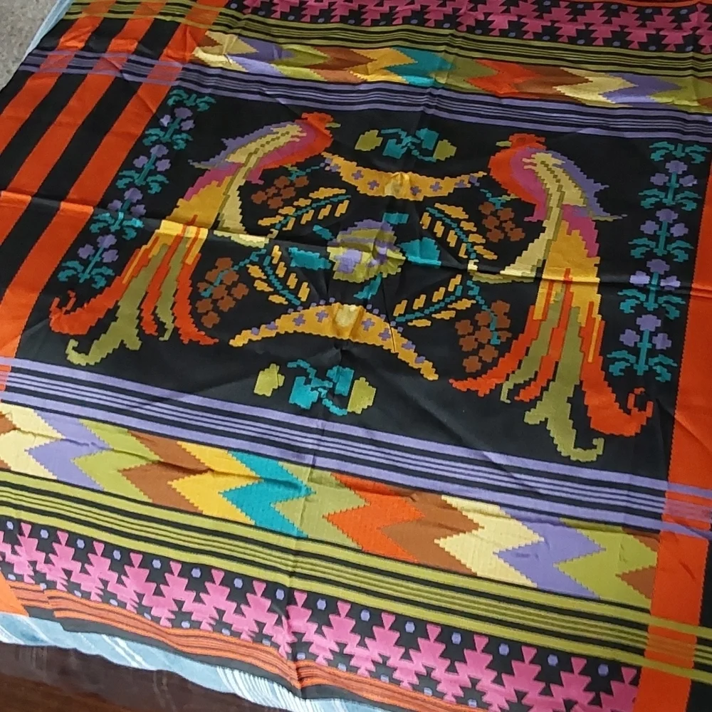 PIERRE BALMAIN VINTAGE GRAND‎ BIRDS SQUARE SILK SCARF Love Birds